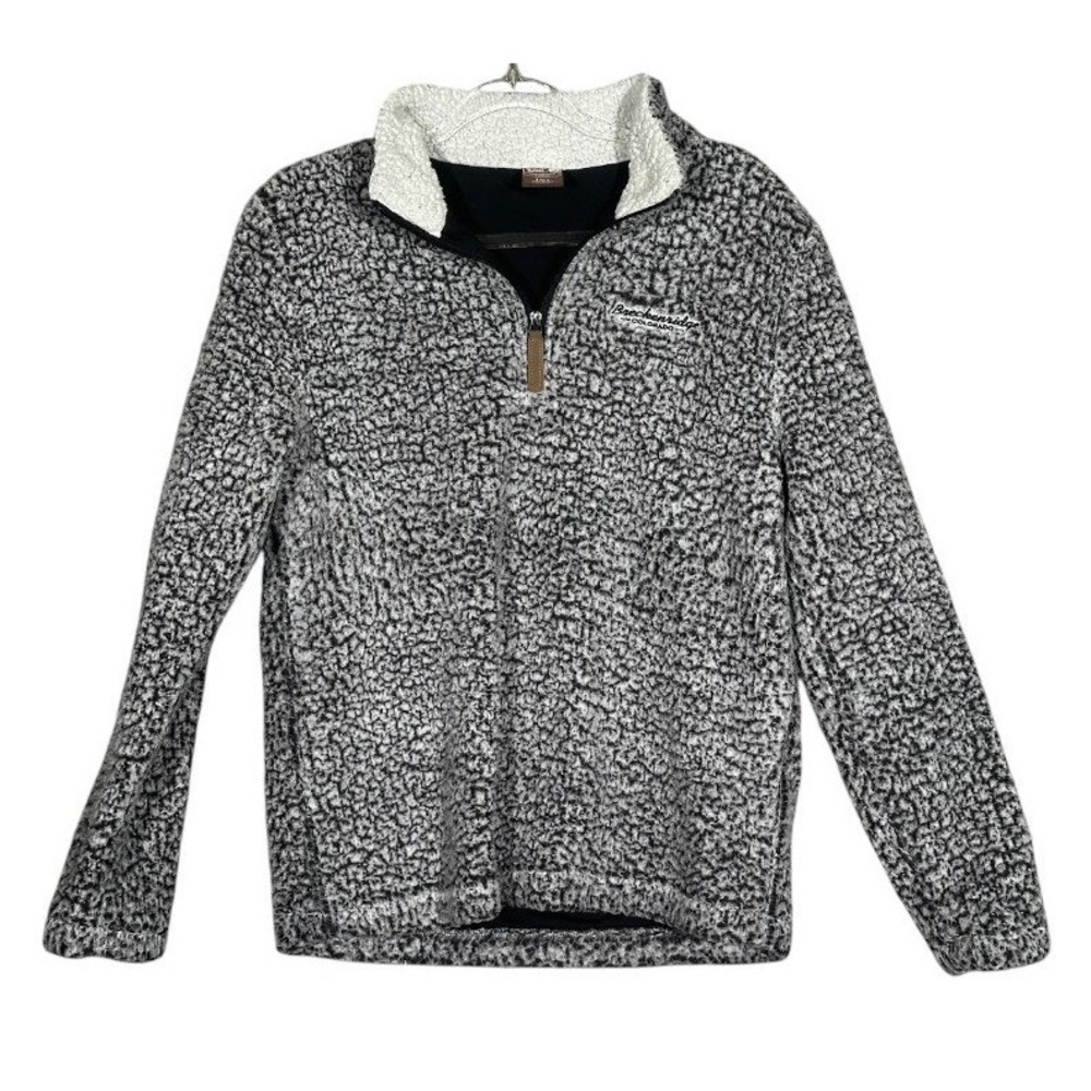 Breckenridge Colorado Mens Small Gray White Sherpa Fleece Quarter Zip Pullover